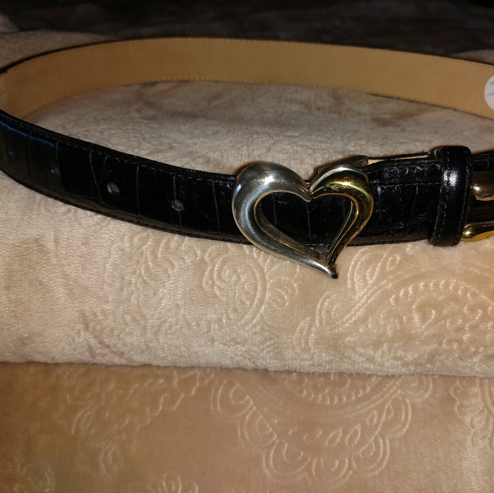 Brighton black leather belt with two-tone buckle